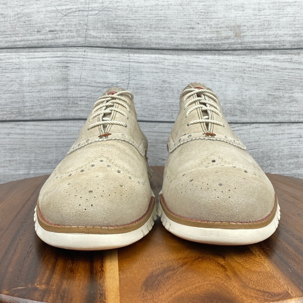Cole Haan ZEROGRAND Wingtip Oxford Warm Stucco Beige Suede C35432 Mens Size 10.5 - Picture 7 of 12